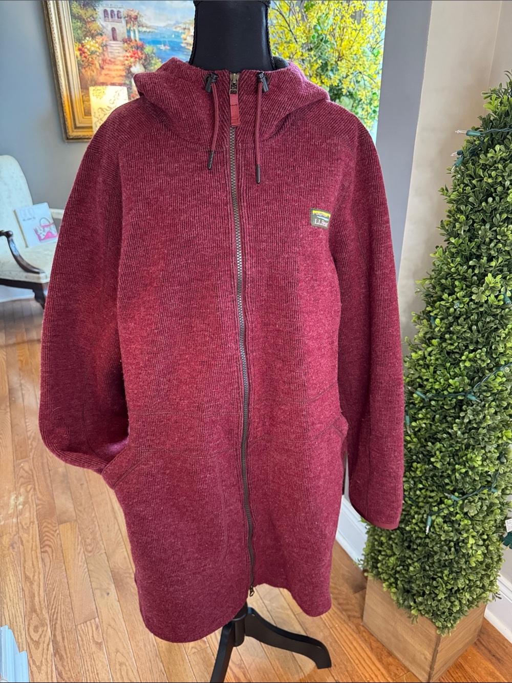 L.L.Bean Red Women's Bean's Sweater Fleece Full-Zip Coat XL - GUC